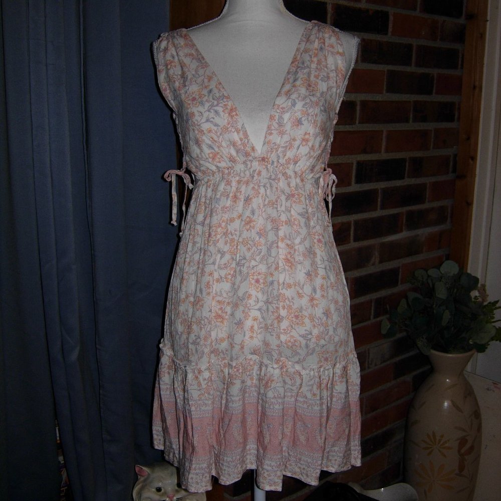 Lumiere Floral Lace Up Sides Tie Back Dress S